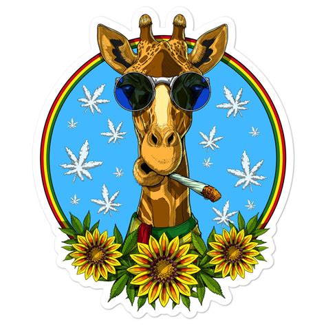 Giraffe Weed Sticker Hippie Stoner Sticker Cannabis | Etsy