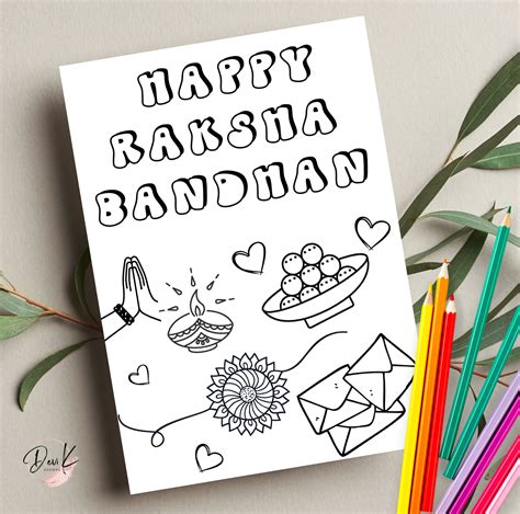 Printable Raksha Bandhan Coloring Card Kids Rakhi Card Rakhi - Etsy Singapore