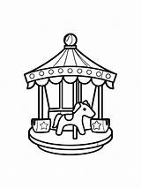 Carousel Coloring Drawing Pages Colorear Para Round Merry Go Feria  sketch template