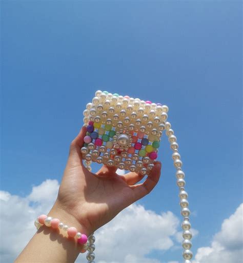 Handmade Pearl Bag | Beaded jewelry patterns, Beaded bags, Pearl bag