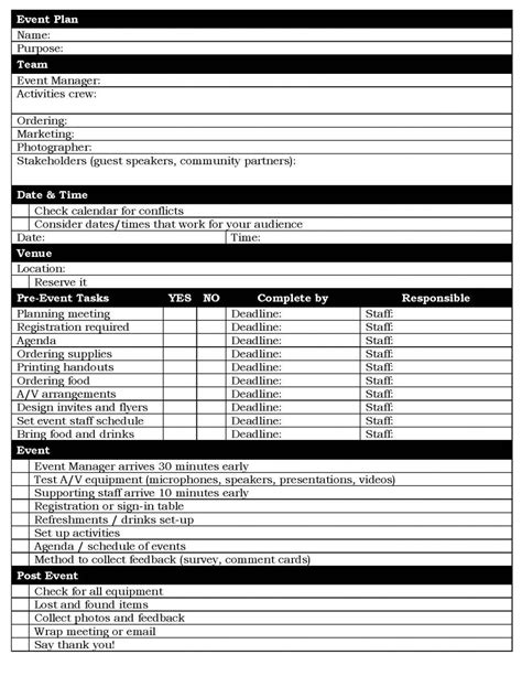 Event Planning Checklist Forms And Templates Fillable Amp Printable ...