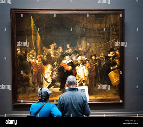 The Night Watch painting by Rembrandt van Rijn at the Rijksmuseum in Amsterdam, The Netherlands ...