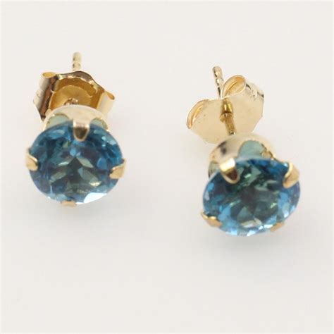 14k Gold Blue Stone Earrings | Property Room