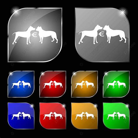 Iconic Signs For Dog Fighting Betting A Set Of 10 Vibrant Buttons With ...