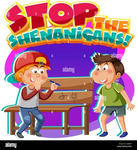 Stop the shenanigans word text with cartoon character illustration Stock Vector Image & Art - Alamy