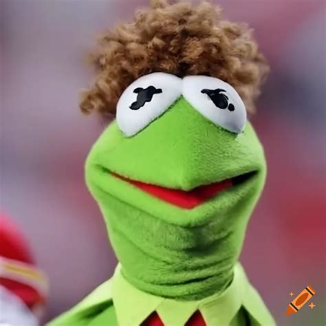 Kermit the frog as patrick mahomes meme on Craiyon