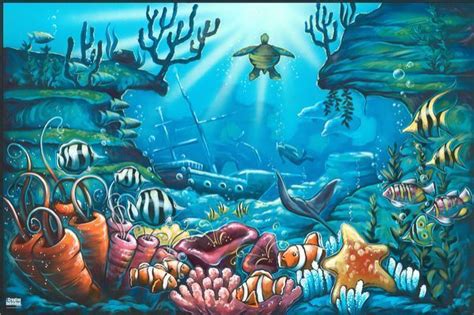 ocean mural | Under sea nursery | Under the sea drawings, Sea drawing, Sea murals