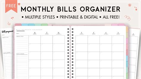 FREE Monthly Bills Organizer PDF Template - World of Printables