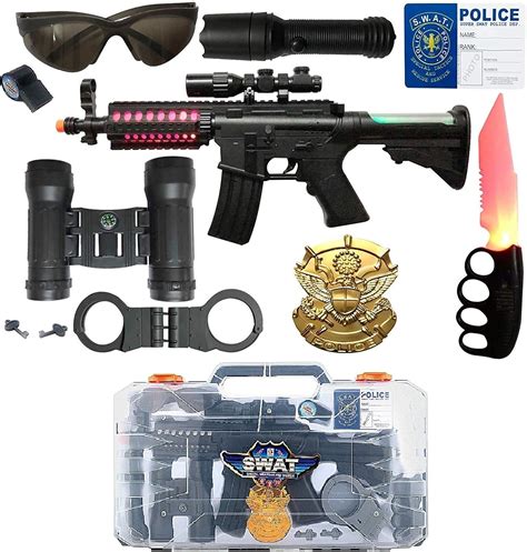 IndusBay Police Gun Suitcase Toy for Kids M16 Toy Gun Binoculars Model Accessories SWAT Team ...