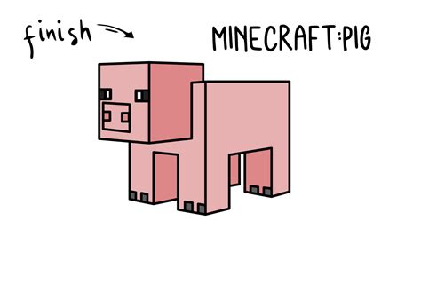 How To Draw a Minecraft Pig - Rainbow Printables