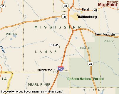 Purvis, Mississippi Area Map & More