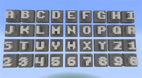 Minecraft letters, A-Z, 0-9, Using blocks, stairs and slabs | Cosas ...