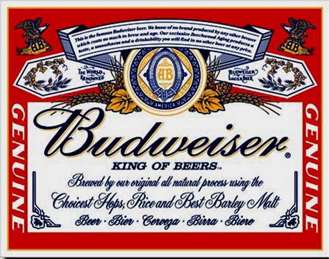 Budweiser Label Tin Sign