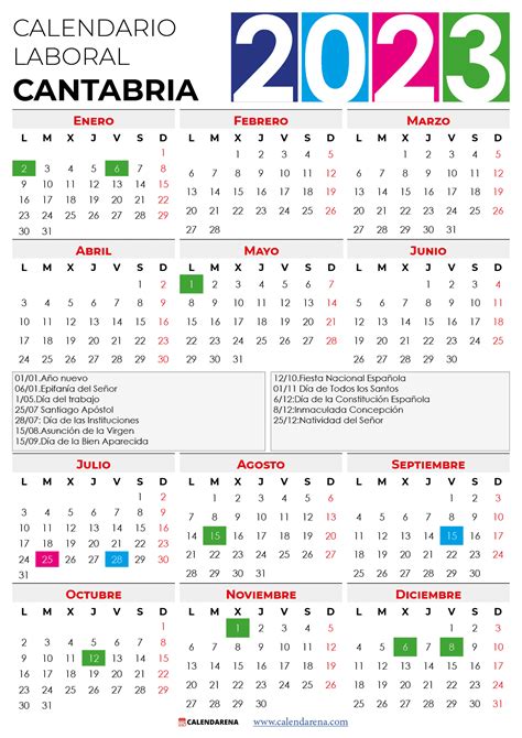 Calendario Laboral 2023 Cantabria Con Festivos