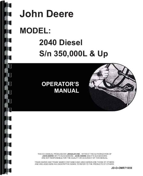 John Deere 2040 Tractor Operators Manual