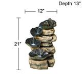 John Timberland Frog and Four Lily Pad Rustic Cascading Outdoor Floor Water Fountain with LED ...