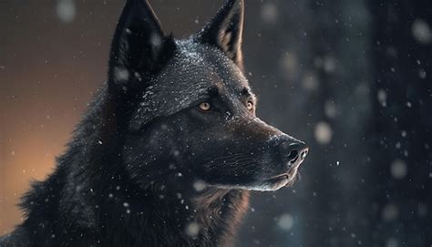 Premium Photo | Black Wolf in Snow