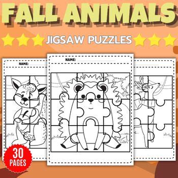 Printable Autumn Fall Animals Jigsaw Coloring Puzzles | Fun September Activities