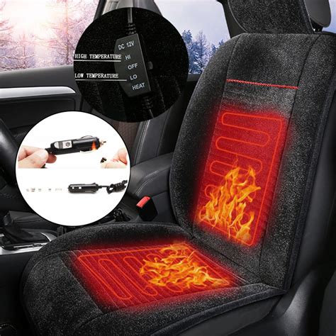 Universal 12V Front Heated Car Seat Cushion Electric Heated Winter Cushion Auto Warmer Pad Black ...