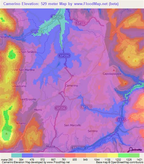 Elevation of Camerino,Italy Elevation Map, Topography, Contour