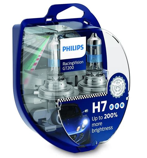 PHILIPS RacingVision GT200 H7 Halogen Bulbs +200% More Light