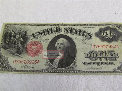 1917 Us Oversize $1 One Dollar Note Bill George Washington No Pin Hole