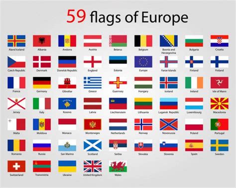 Bandeiras da Europa - Coleção vetorial completa. Bandeiras mundiais — Ilustração de Stock ...