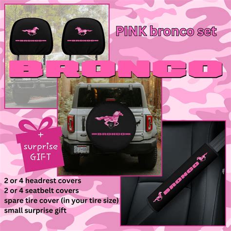 Pink Upgrade Set for Ford Bronco Spare Tire Cover Seat Belt and ...