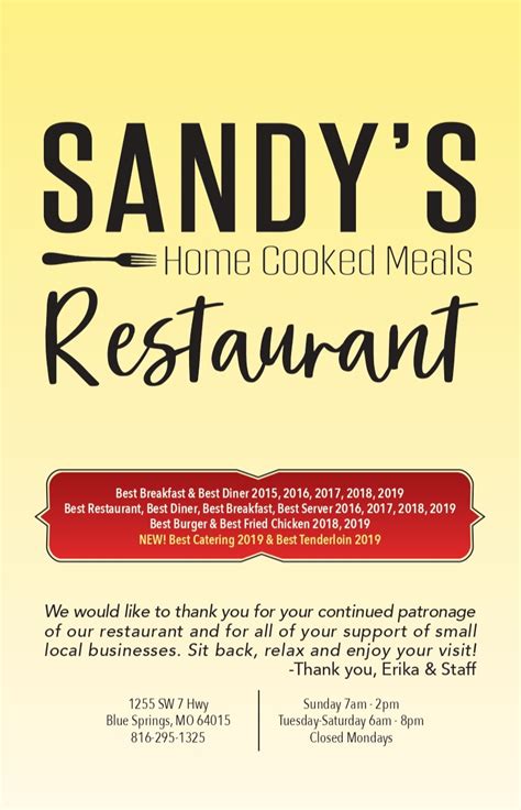 Sandy's Restaurant - Home Cooked Meals, Breakfast Anytime | Sandy's ...