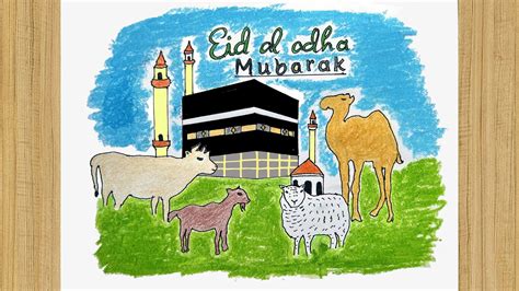 Eid al Adha Drawing. 🕌 How to Draw Eid ul Adha | Drawing of Eid Mubarak ...