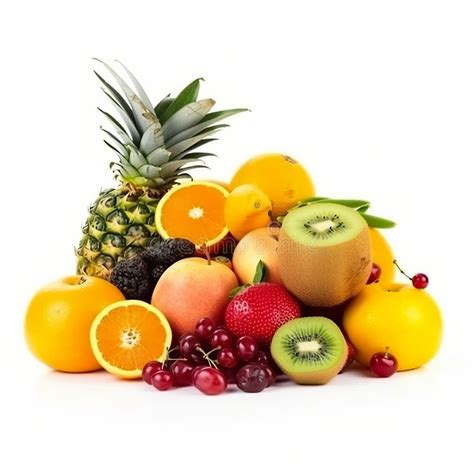 Fruits Isolated on White Background. Healthy Food. Fresh Fruits Stock Illustration ...