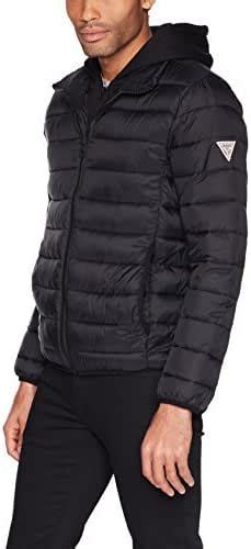 Guess Men's Hooded Puffer Jacket, Black, L: Amazon.ca: Clothing & Accessories