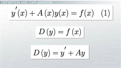 First-Order Linear Differential Equations - Video & Lesson Transcript | Study.com