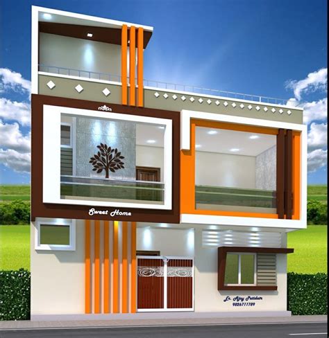 Double floor front elevation design | Small house elevation design ...