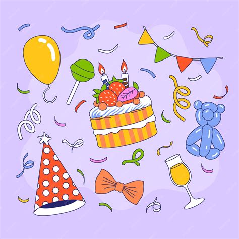 Premium Vector | Hand drawn birthday confetti drawing illustration