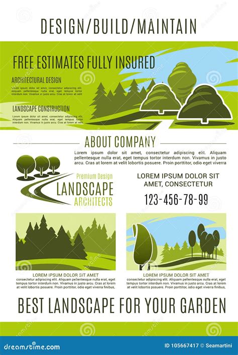 Landscape Design and Gardening Banner Template Stock Vector ...