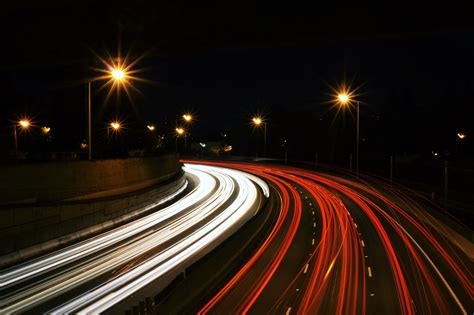 time lapse of busy highway traffic at night, busy freeway traffic at night 4k HD Wallpaper