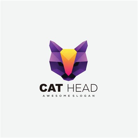 cat head design logo illustration color 16313933 Vector Art at Vecteezy