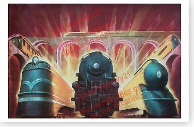 Railroad Locomotive Retro 1944 Art Deco Poster Version 1 | eBay