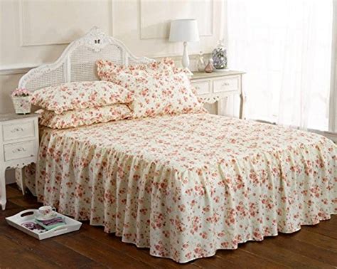 Beverly Traditional Frilled Fitted Bedspread Pink FloralPrint Single Double King | eBay