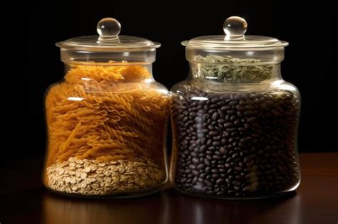 Premium AI Image | Glass storage jars filled with grains and pastas