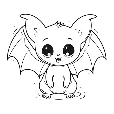 Cute Bat Coloring Pages Outline Sketch Drawing Vector, Wing Drawing ...