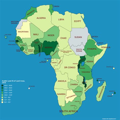 Arable Land (% of Land Area) in Africa, 2016 [OC] [4800 × 4795] : MapPorn