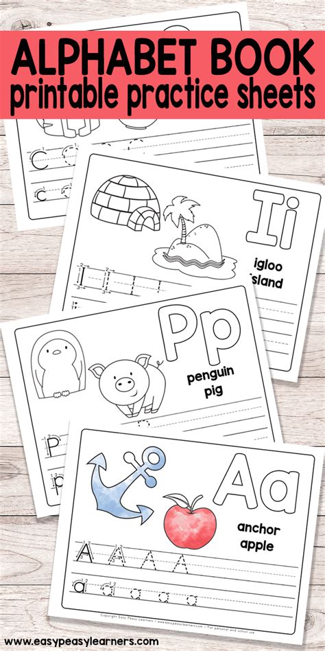 Free Printable Alphabet Book - Alphabet Worksheets for Pre-K and K - Easy Peasy Learners