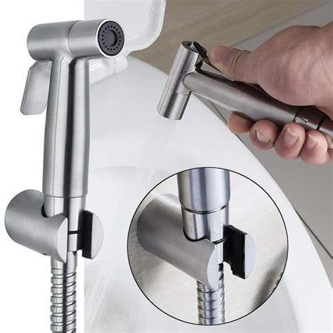 Brushed Stainless Toilet Handheld Bidet Spray Douche Shower Set Toilet Shattaf Sprayer Douche ...