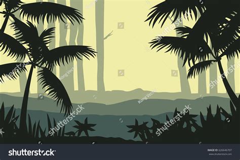 Silhouette Jungle Tree Scenery Stock Vector (Royalty Free) 626646707 | Shutterstock