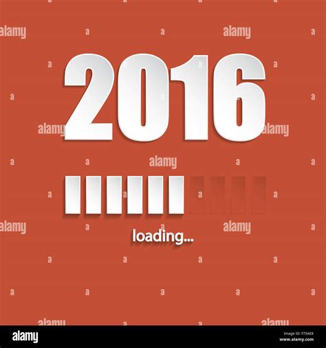 Flat new year 2016 loading background design with orange background Stock Photo - Alamy