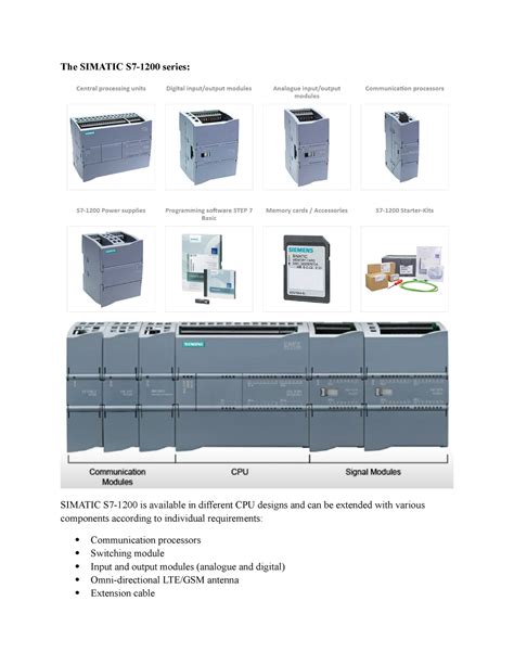 Lecture 2a Simatic S7 1200 - The SIMATIC S7-1200 series: SIMATIC S7-1200 is available in ...