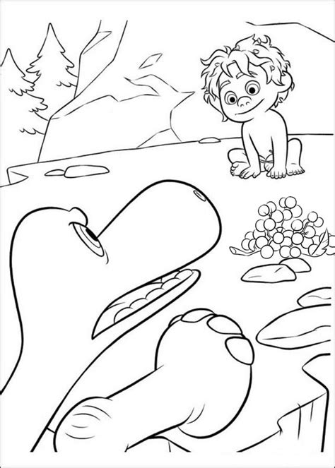 Arlo and Spot in Ravine The Good Dinosaur Coloring Page