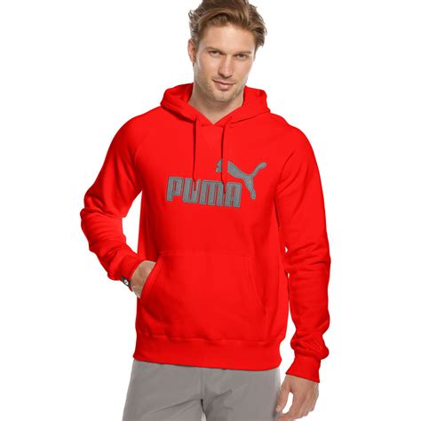 Lyst - Puma Logo Pullover Hooded Fleece in Red for Men